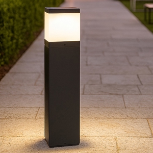Lampioncino rettangolare grigio da giardino moderno h50 cm