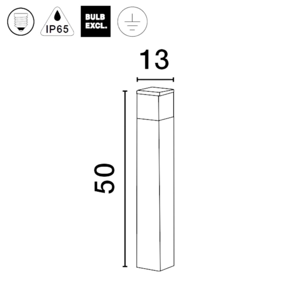 Lampioncino rettangolare grigio da giardino moderno h50 cm
