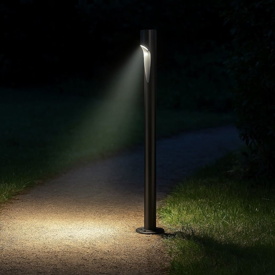 Lampione basso tubolare nero ip65 led 6w 3000k per giardini moderni