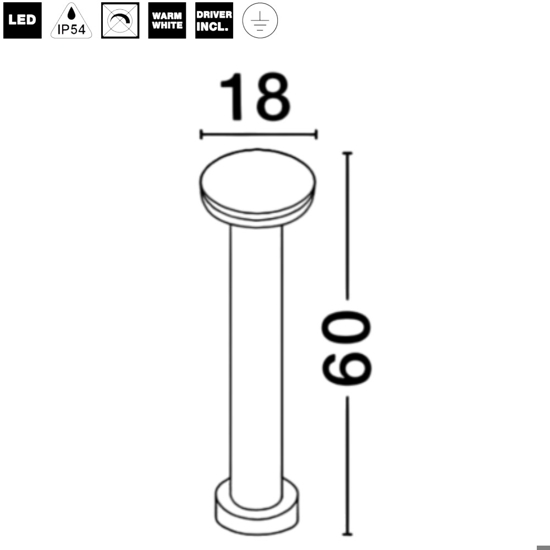 Lampione antracite moderno led 12w 3000k con testa circolare Lampione antracite moderno led 12w 3000k con testa circolare