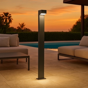 Lampione da giardino moderno led 13w 4000k grafite design squadrato ip65