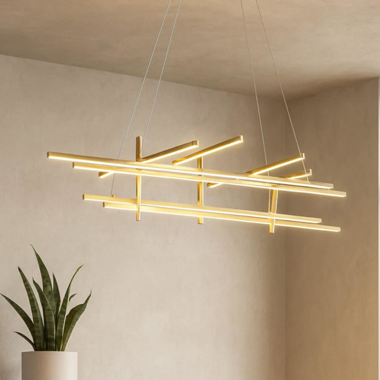 Movida ondaluce lampadario moderno oro led 3000k dimmerabile