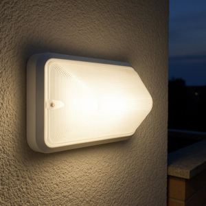 Applique da esterno bianca con sensore crepuscolare led 7w