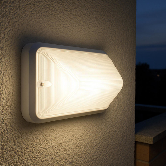 Applique da esterno bianca con sensore crepuscolare led 7w