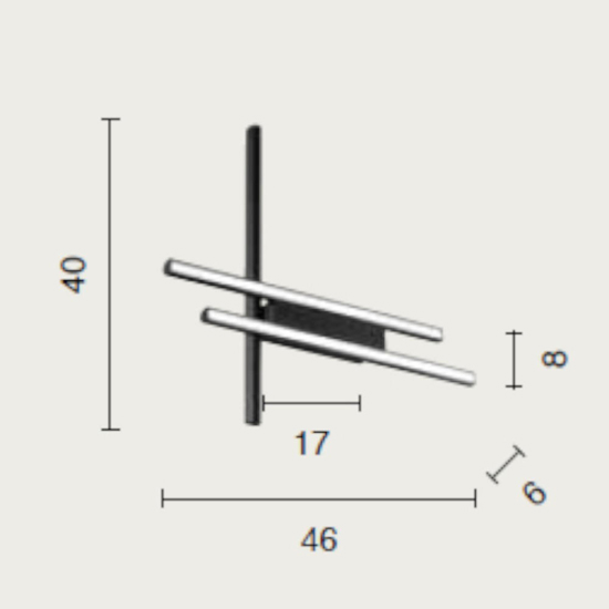 Ondaluce movida applique da parete nera led 3000k