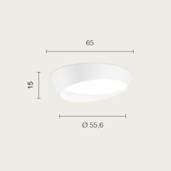 Ondaluce half plafoniera moderna 55cm led 48w 3000k 4000k dimmerabile
