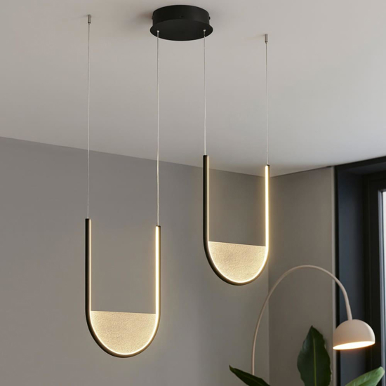 Lampadario moderno nero led 3000k con decentramento ondaluce lotus