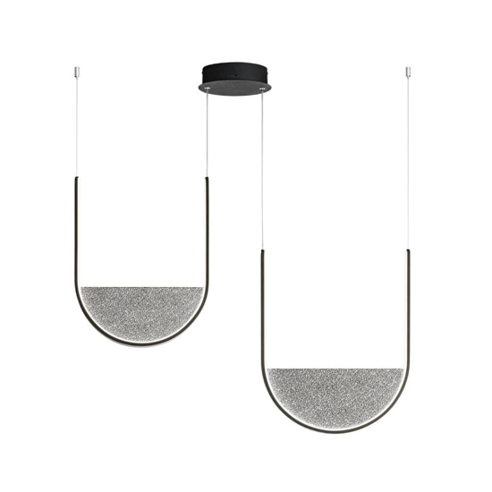 Lampadario moderno nero led 3000k con decentramento ondaluce lotus