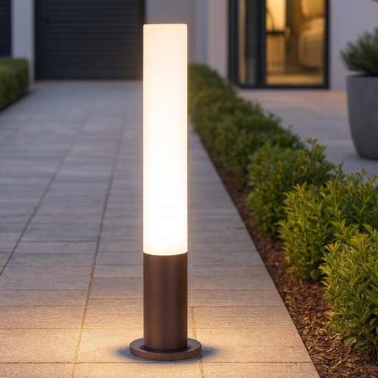 Edo outdoor pt1 round lampione per esterno giardino tubolare ip44 marrone ideal lux