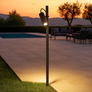 Ideal lux hub pt h110 lampione paletto da giardino orientabile
