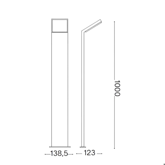 Ideal lux lampione da giardino style pt h100 grigio led 9w 4000k