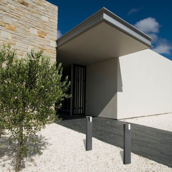 Lampione per giardino moderno grigio led 3000k a rettangolo smussato