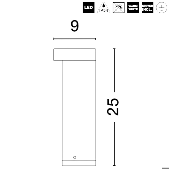Lampioncino tubolare moderno led 9w 3000k da giardino Lampioncino tubolare moderno led 9w 3000k da giardino