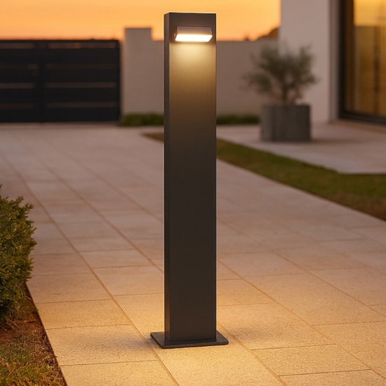 Lampione rettangolare da giardino led 3000k moderno color nero