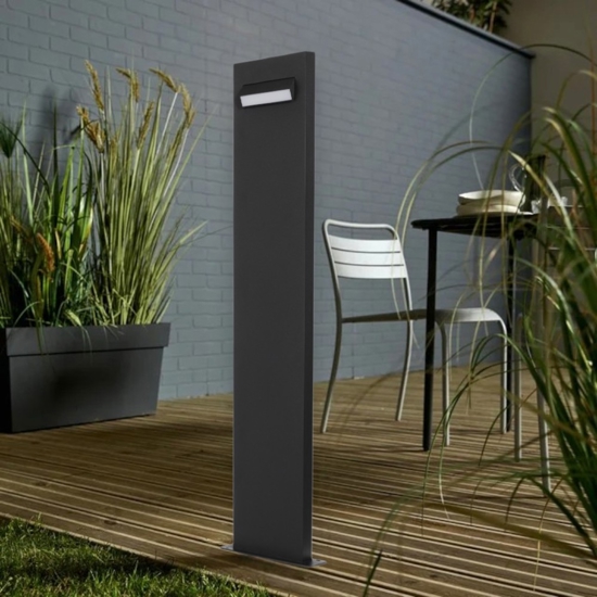 Lampione rettangolare da giardino led 3000k moderno color nero