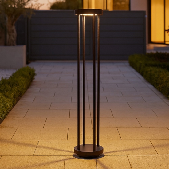 Lampione da giardino rotondo nero led 8w 3000k Lampione da giardino rotondo nero led 8w 3000k