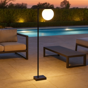 Lampione nero per esterni sfera vetro bianco moderno led 8w 3000k