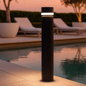 Lampioncino nero per giardino led 8w 3000k design moderno cilindrico