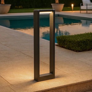 Visualizza i dettagli per Lampione nero da giardino moderno led 3000k forma rettangolare Lampione nero da giardino moderno led 3000k forma rettangolare