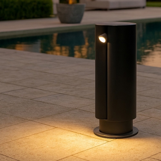 Lampioncino nero da giardino led 3w 3000k moderno cilindrico ip65