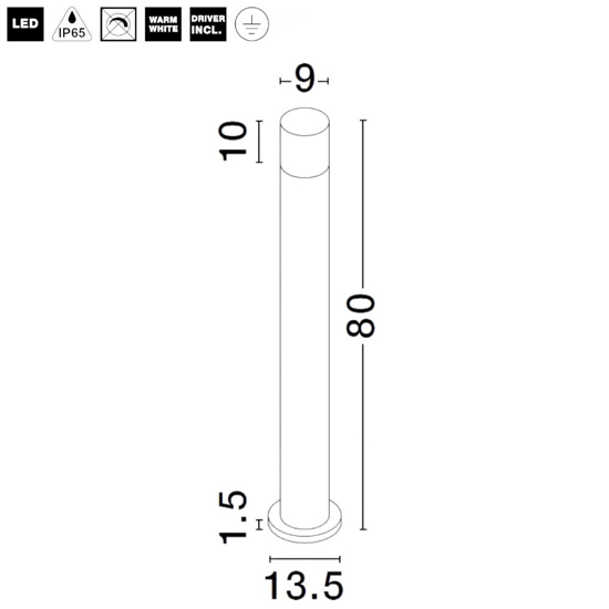 Lampioncino moderno cilindrico led 8w 3000k da giardino ip65