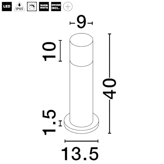 Lampioncino dal design moderno led 8w 3000k tubolare da giardino