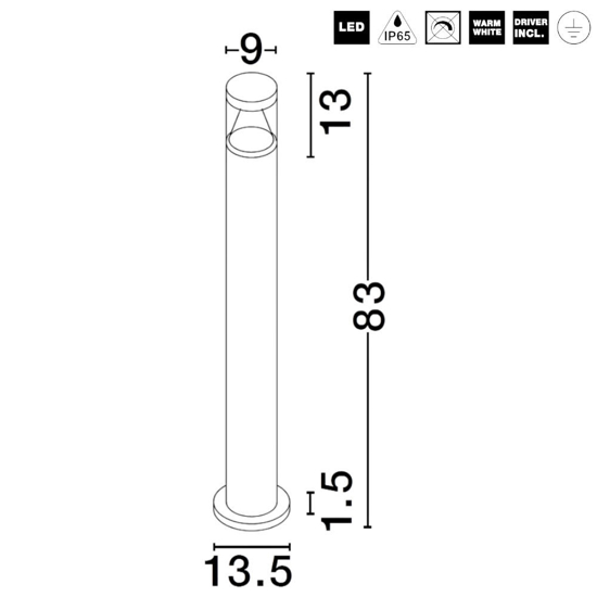 Lampioncino cilindrico moderno led 8w 3000k da giardino