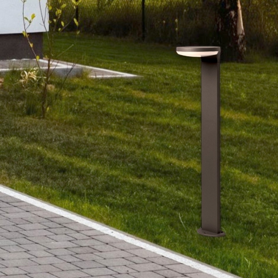 Lampione grigio da giardino led 3000k moderno a testa tonda