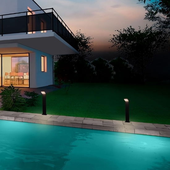 Lampione nero per giardino led 12w 3000k moderno rettangolare