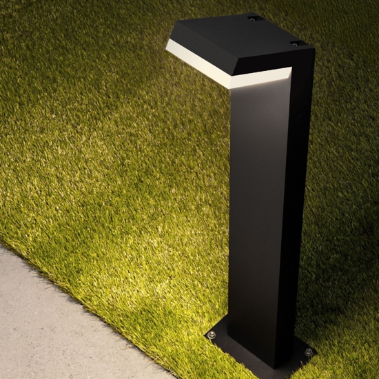 Lampione nero per giardino led 12w 3000k moderno rettangolare