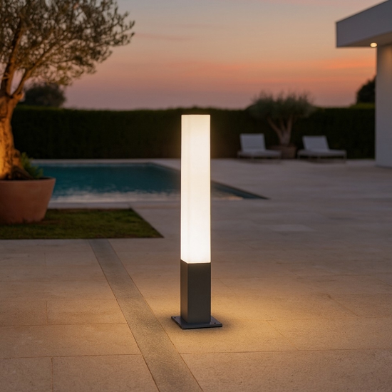 Edo outdoor pt1 squarelampioncino da giardino ip44 antracite ideal lux