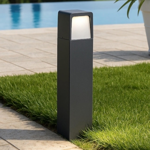 Lampione da giardino design moderno grafite led biemissione 4000k