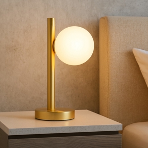 Pomi miloox lampada da comodino moderna oro vetro bianco