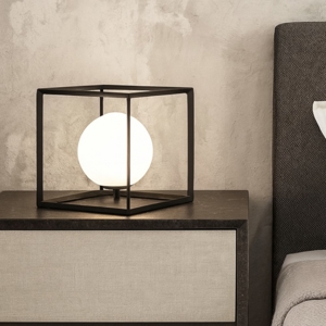 Visualizza i dettagli per Cube perenz abat jour camera da letto nera vetro bianco Cube perenz abat jour camera da letto nera vetro bianco