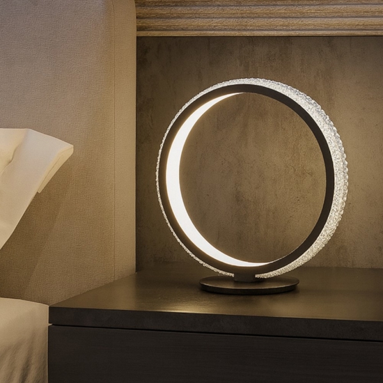 Abat-jour led lampada da comodino cerchio moderna nera