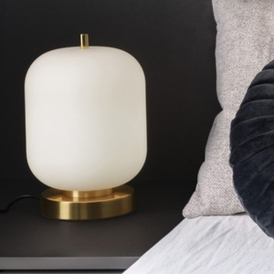 Abat-jour da comodino oro vetro bianco per camera da letto