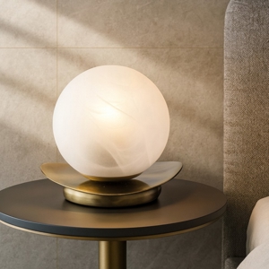 Visualizza i dettagli per Abat jour camera da letto bronzato sfera vetro bianco fp Abat jour camera da letto bronzato sfera vetro bianco fp