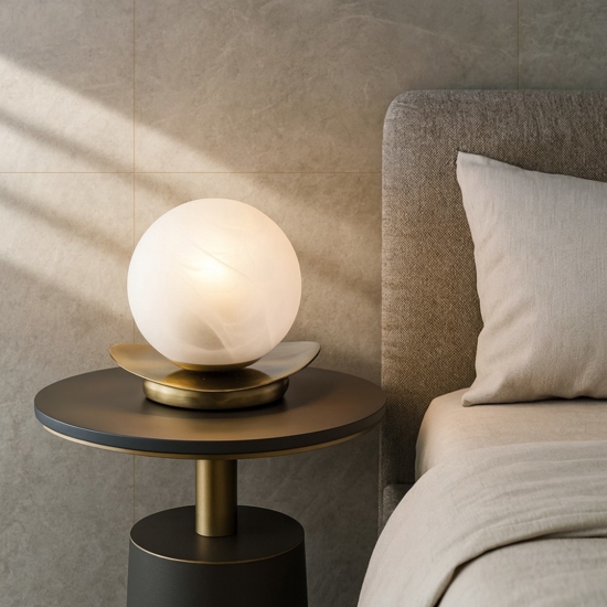 Abat jour camera da letto bronzato sfera vetro bianco fp Abat jour camera da letto bronzato sfera vetro bianco fp