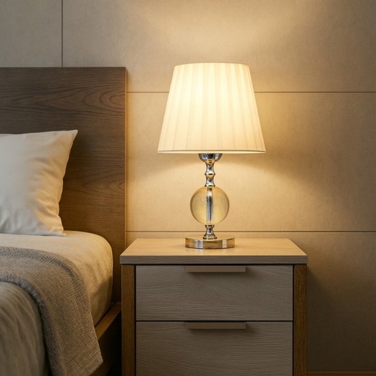 Lampada da comodino abat-jour cristallo trasparente fp Lampada da comodino abat-jour cristallo trasparente fp