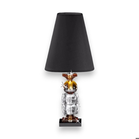 Abat-jour lampada da comodino in cristallo paralume nero
