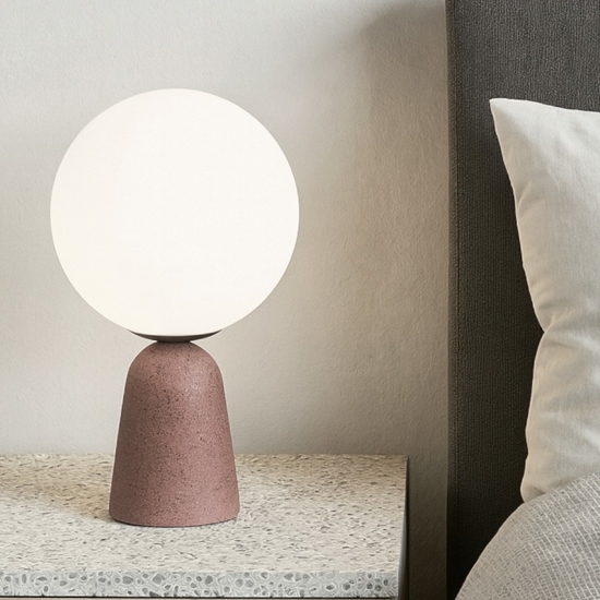 Ondaluce lampada da comodino abat-jour cemento rosso vetro bianco moderna
