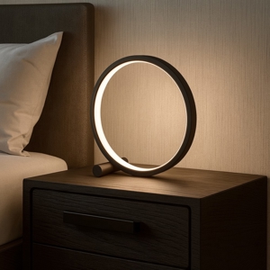 Abat jour da comodino design moderna cerchio nero 13w 3000k fp