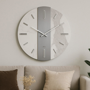 Orologio da parete 60cm kerlite laminato effetto marmo specchio fume