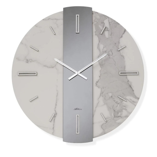 Orologio da parete 60cm kerlite laminato effetto marmo specchio fume