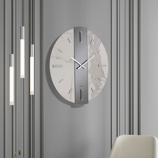 Orologio da parete 60cm kerlite laminato effetto marmo specchio fume