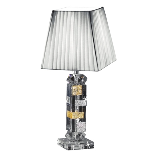 Lampada da tavolo  di cristallo con decori foglia oro argento fp Lampada da tavolo  di cristallo con decori foglia oro argento fp