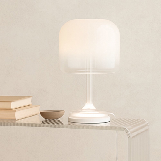 Lampada da tavolo spirito per salone vetro fume' bianca led dimmerabile maytoni