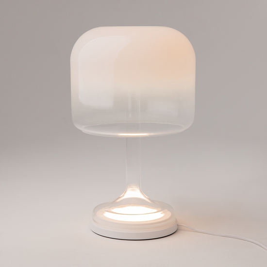 Lampada da tavolo spirito per salone vetro fume' bianca led dimmerabile maytoni