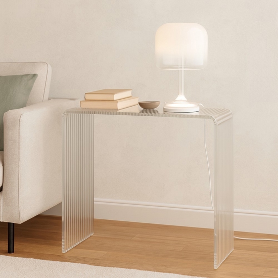 Lampada da tavolo spirito per salone vetro fume' bianca led dimmerabile maytoni
