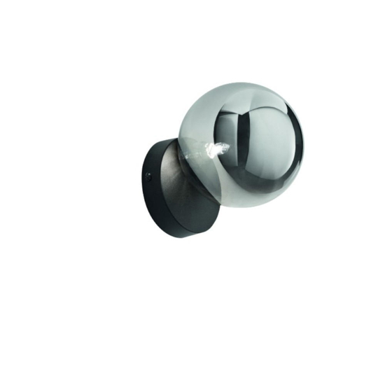 Ondaluce pallina applique camera da letto nera sfera vetro trasparente